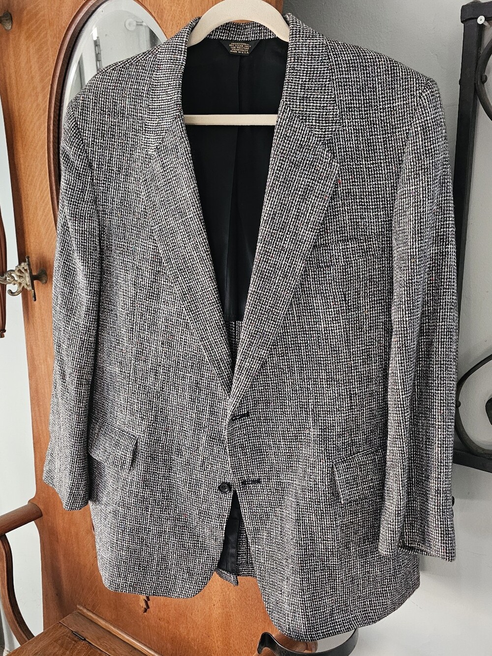 Vintage J.J. Cochran Oversized Tweed Blazer Multicolor Fleck Made USA